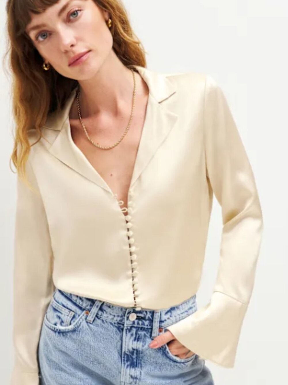 Reformation Jeremiah Silk Blouse
